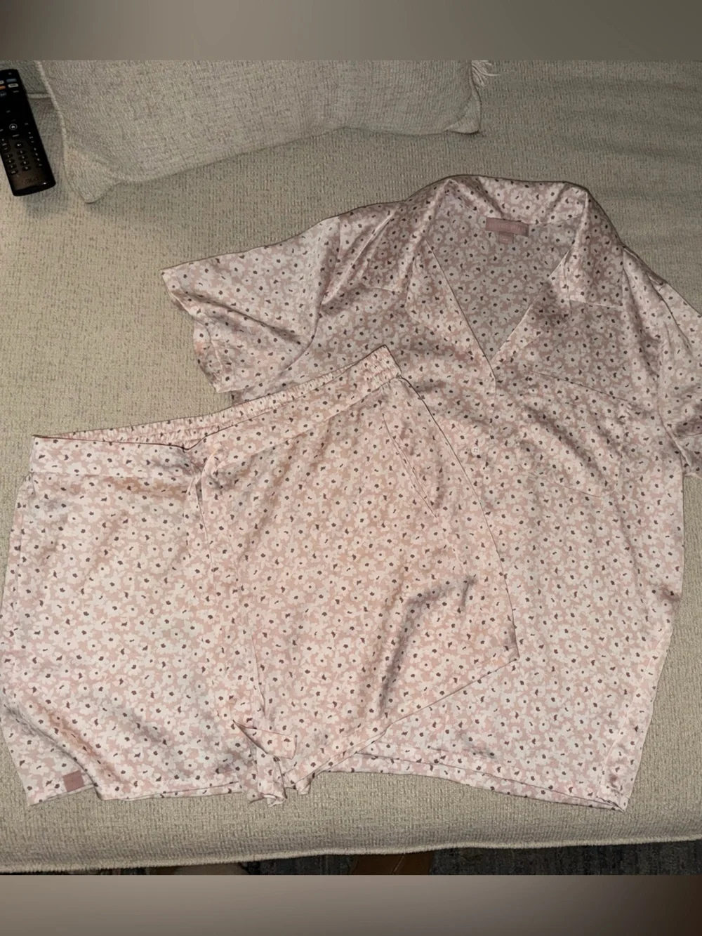Soft Pink Floral Short Sleep Set - Women's Pajama Top & Shorts - Picture 1 of 5